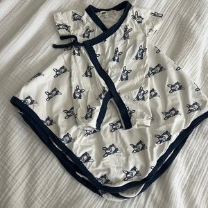 Monica & Andy French Bulldog Kimono Romper and Blanket Set 0-3m